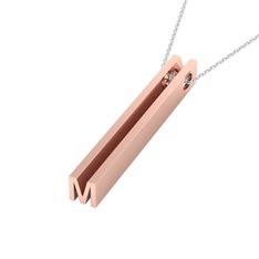 Gizli Harf Kolye (Tek Karakter ) - 925 ayar rose altın kaplama gümüş kolye (40 cm beyaz altın rolo zincir) #10no5xc