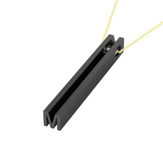 925 ayar siyah rodyum kaplama gümüş kolye (40 cm gümüş rolo zincir)