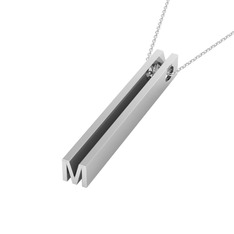 Gizli Harf Kolye (Tek Karakter ) - 18 ayar beyaz altın kolye (40 cm beyaz altın rolo zincir) #1gcg7ez