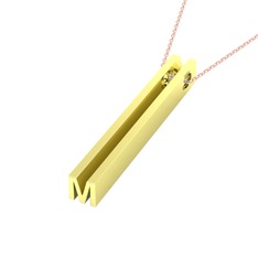 Gizli Harf Kolye (Tek Karakter ) - 8 ayar altın kolye (40 cm rose altın rolo zincir) #1gvxkog