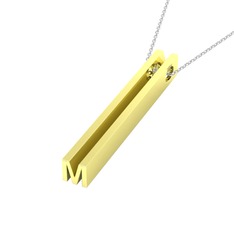 Gizli Harf Kolye (Tek Karakter ) - 18 ayar altın kolye (40 cm beyaz altın rolo zincir) #1h7lnn