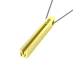 Gizli Harf Kolye (Tek Karakter ) - 8 ayar altın kolye (40 cm gümüş rolo zincir) #1wjm21i