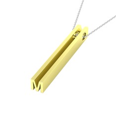 Gizli Harf Kolye (Tek Karakter ) - 8 ayar altın kolye (40 cm beyaz altın rolo zincir) #6xvy7u
