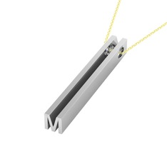 Gizli Harf Kolye (Tek Karakter ) - 18 ayar beyaz altın kolye (40 cm altın rolo zincir) #afvewh