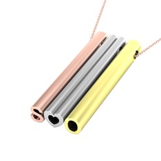 Gizli Harf Kolye (Üç Karakter) - 8 ayar rose altın kolye (40 cm rose altın rolo zincir) #11a0nzs