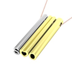 14 ayar beyaz altın kolye (40 cm rose altın rolo zincir)