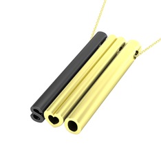 Gizli Harf Kolye (Üç Karakter) - 925 ayar siyah rodyum kaplama gümüş kolye (40 cm gümüş rolo zincir) #1aeqcd5