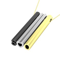 Gizli Harf Kolye (Üç Karakter) - 925 ayar siyah rodyum kaplama gümüş kolye (40 cm gümüş rolo zincir) #1aqutkb