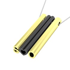 Gizli Harf Kolye (Üç Karakter) - 925 ayar altın kaplama gümüş kolye (40 cm gümüş rolo zincir) #1h7r025