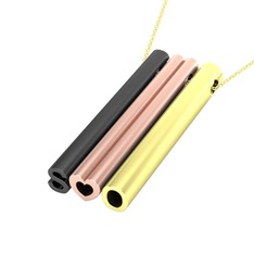 Gizli Harf Kolye (Üç Karakter) - 925 ayar siyah rodyum kaplama gümüş kolye (40 cm altın rolo zincir) #1qagzaa