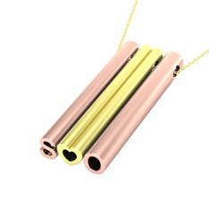 Gizli Harf Kolye (Üç Karakter) - 18 ayar rose altın kolye (40 cm altın rolo zincir) #1yxoy53