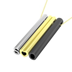 Gizli Harf Kolye (Üç Karakter) - 18 ayar beyaz altın kolye (40 cm altın rolo zincir) #2oz9wf