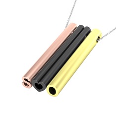 Gizli Harf Kolye (Üç Karakter) - 925 ayar rose altın kaplama gümüş kolye (40 cm gümüş rolo zincir) #7fc5jq