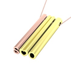 Gizli Harf Kolye (Üç Karakter) - 14 ayar rose altın kolye (40 cm rose altın rolo zincir) #8uxsd6