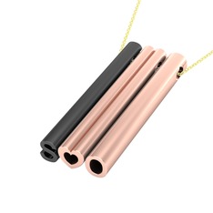 Gizli Harf Kolye (Üç Karakter) - 925 ayar siyah rodyum kaplama gümüş kolye (40 cm altın rolo zincir) #987m7x