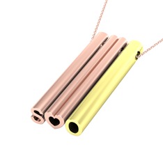 Gizli Harf Kolye (Üç Karakter) - 925 ayar rose altın kaplama gümüş kolye (40 cm rose altın rolo zincir) #b0m7aa