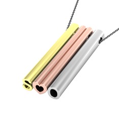 Gizli Harf Kolye (Üç Karakter) - 8 ayar altın kolye (40 cm gümüş rolo zincir) #b2sin9