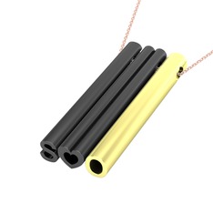 Gizli Harf Kolye (Üç Karakter) - 925 ayar siyah rodyum kaplama gümüş kolye (40 cm gümüş rolo zincir) #c0fv06