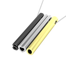 925 ayar siyah rodyum kaplama gümüş kolye (40 cm beyaz altın rolo zincir)