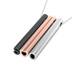 Gizli Harf Kolye (Üç Karakter) - 925 ayar siyah rodyum kaplama gümüş kolye (40 cm beyaz altın rolo zincir) #jqmdmb