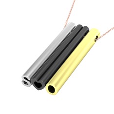 Gizli Harf Kolye (Üç Karakter) - 8 ayar beyaz altın kolye (40 cm rose altın rolo zincir) #ml60g7