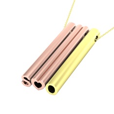 Gizli Harf Kolye (Üç Karakter) - 14 ayar rose altın kolye (40 cm altın rolo zincir) #owqrhl