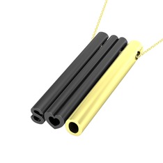 925 ayar siyah rodyum kaplama gümüş kolye (40 cm altın rolo zincir)