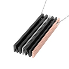 Gizli Harf Kolye (Dört Karakter) - 925 ayar siyah rodyum kaplama gümüş kolye (40 cm beyaz altın rolo zincir) #11gjqno