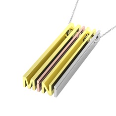 Gizli Harf Kolye (Dört Karakter) - 925 ayar altın kaplama gümüş kolye (40 cm beyaz altın rolo zincir) #136zu3t