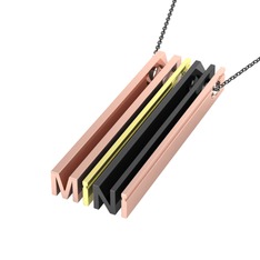 Gizli Harf Kolye (Dört Karakter) - 18 ayar rose altın kolye (40 cm gümüş rolo zincir) #189vvx8