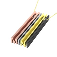 Gizli Harf Kolye (Dört Karakter) - 925 ayar rose altın kaplama gümüş kolye (40 cm altın rolo zincir) #1e78sbv