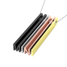 925 ayar siyah rodyum kaplama gümüş kolye (40 cm beyaz altın rolo zincir)