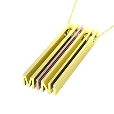 Gizli Harf Kolye (Dört Karakter) - 8 ayar altın kolye (40 cm altın rolo zincir) #1jex3m8