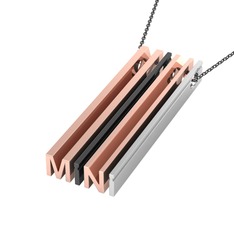 Gizli Harf Kolye (Dört Karakter) - 925 ayar rose altın kaplama gümüş kolye (40 cm gümüş rolo zincir) #1kb5ro2