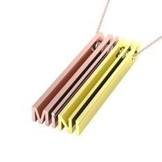 Gizli Harf Kolye (Dört Karakter) - 14 ayar rose altın kolye (40 cm rose altın rolo zincir) #1o8du4l