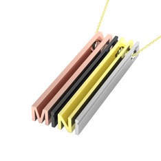 Gizli Harf Kolye (Dört Karakter) - 8 ayar rose altın kolye (40 cm gümüş rolo zincir) #1pe0ld9