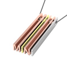 Gizli Harf Kolye (Dört Karakter) - 14 ayar rose altın kolye (40 cm gümüş rolo zincir) #1qlnaat