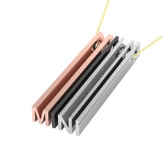 Gizli Harf Kolye (Dört Karakter) - 8 ayar rose altın kolye (40 cm gümüş rolo zincir) #1txr8su