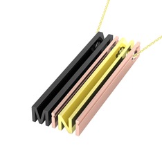 Gizli Harf Kolye (Dört Karakter) - 925 ayar siyah rodyum kaplama gümüş kolye (40 cm altın rolo zincir) #1x4idu7