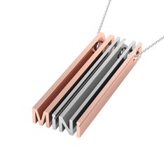 Gizli Harf Kolye (Dört Karakter) - 18 ayar rose altın kolye (40 cm beyaz altın rolo zincir) #1xoupi5