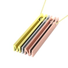 Gizli Harf Kolye (Dört Karakter) - 8 ayar altın kolye (40 cm altın rolo zincir) #1y79pzz