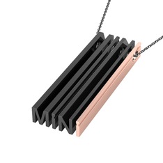 925 ayar siyah rodyum kaplama gümüş kolye (40 cm gümüş rolo zincir)