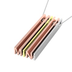 Gizli Harf Kolye (Dört Karakter) - 925 ayar rose altın kaplama gümüş kolye (40 cm gümüş rolo zincir) #a09z5t