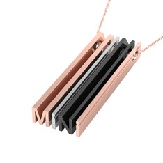 Gizli Harf Kolye (Dört Karakter) - 925 ayar rose altın kaplama gümüş kolye (40 cm rose altın rolo zincir) #bx1yqb