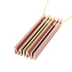 Gizli Harf Kolye (Dört Karakter) - 925 ayar rose altın kaplama gümüş kolye (40 cm altın rolo zincir) #cephek
