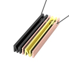 Gizli Harf Kolye (Dört Karakter) - 925 ayar siyah rodyum kaplama gümüş kolye (40 cm gümüş rolo zincir) #ead6on