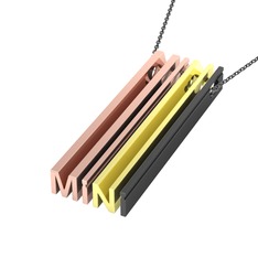 Gizli Harf Kolye (Dört Karakter) - 14 ayar rose altın kolye (40 cm gümüş rolo zincir) #fdekey