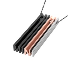 925 ayar siyah rodyum kaplama gümüş kolye (40 cm gümüş rolo zincir)