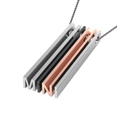 Gizli Harf Kolye (Dört Karakter) - 8 ayar beyaz altın kolye (40 cm gümüş rolo zincir) #j4q4pa