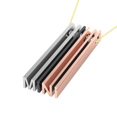 Gizli Harf Kolye (Dört Karakter) - 925 ayar gümüş kolye (40 cm altın rolo zincir) #joecz3